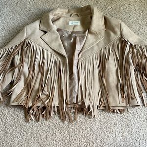 Saints & Hearts faux suede fringe jacket (L)